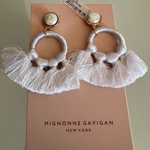 MIGNONNE GAVIGAN Sammy White Tassel Earrings